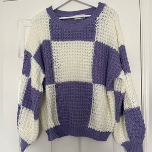 Peach Love California Purple Checkerboard Sweater. size small
